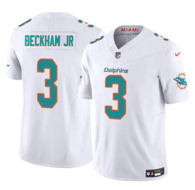 Youth Miami Dolphins #3 Odell Beckham Jr White 2023 F.U.S.E Vapor Limited Stitched Football Jersey